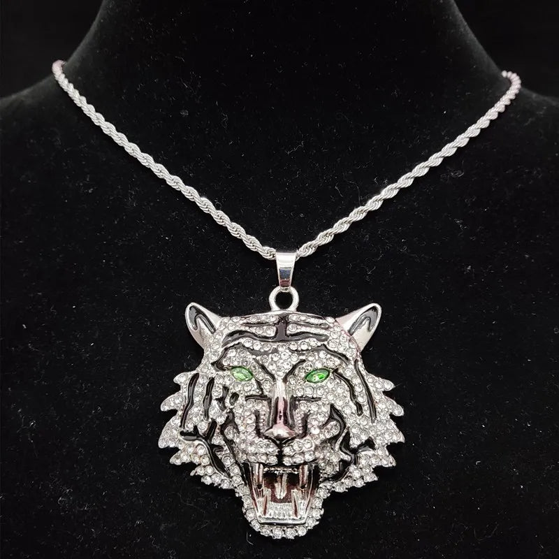 ZUPHAR™ Iced Tiger Pendant Necklace – Unisex Streetwear Chain