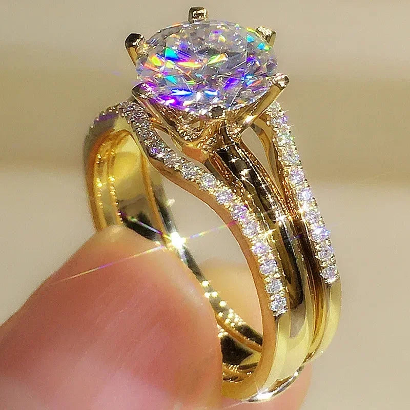 Rose Gold-Tone Cubic Zirconia Bridal Ring for Women