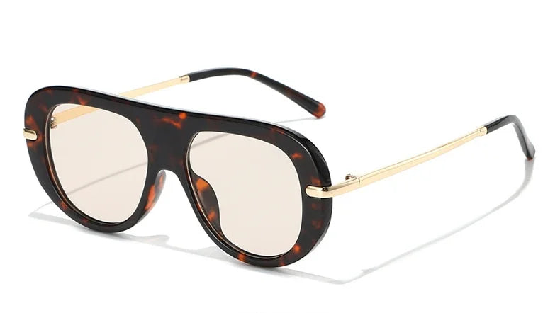 Black & Gold Oval UV400 Sunglasses for Women