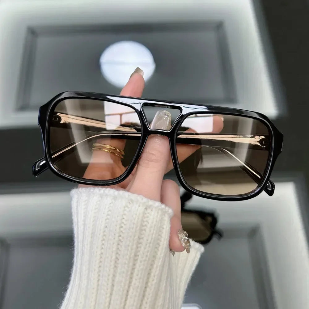 Lunettes de soleil carrées vintage pour femmes, de marque de créateur, style rétro, verres miroirs, à la mode pour l'extérieur, Lunettes de soleil pour femmes