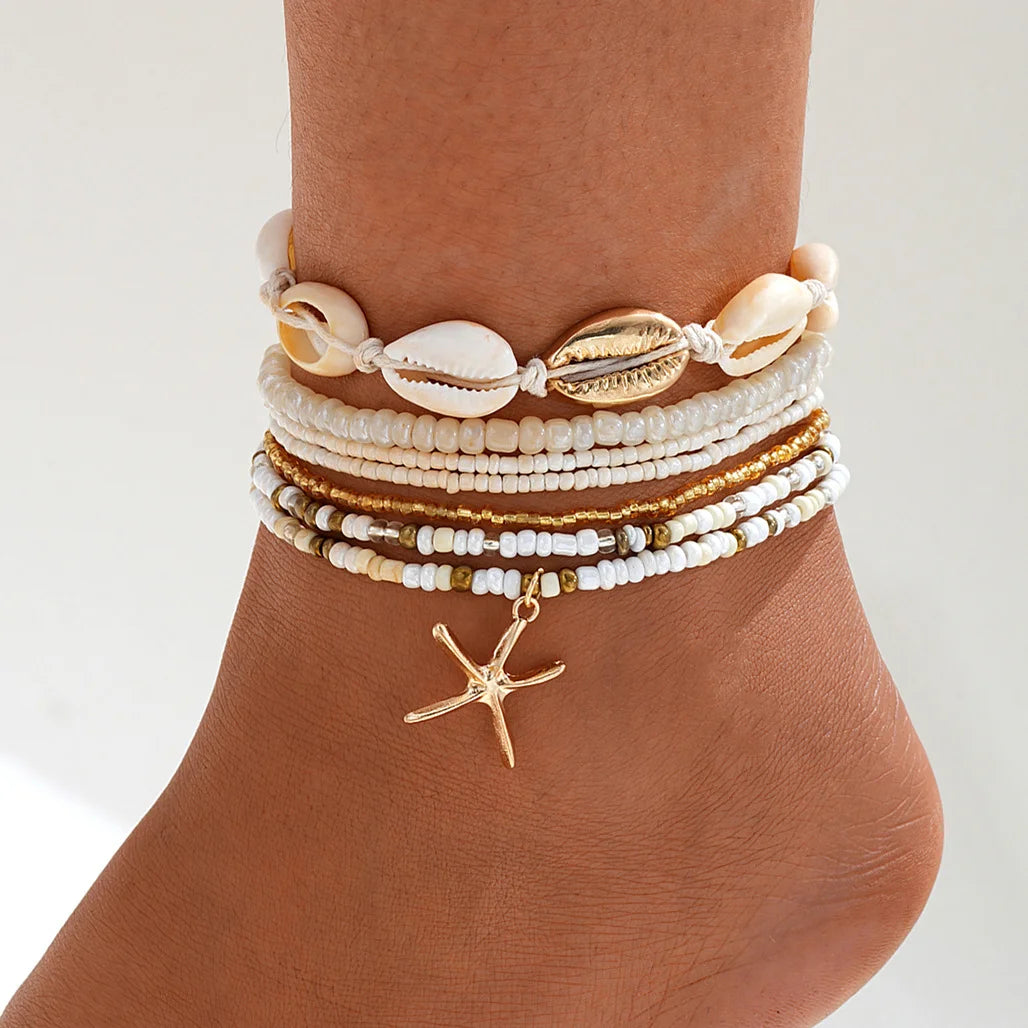 ZUPHAR Sparkling Anklet Set | 3-Piece Zircon Heart & Multilayer Chain