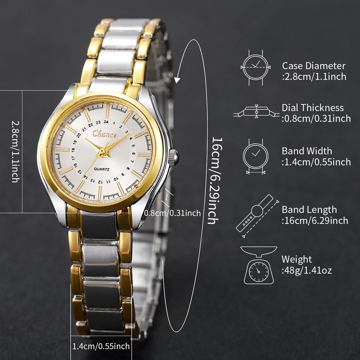 ZUPHAR™ Women Two-Tone Quartz Watch