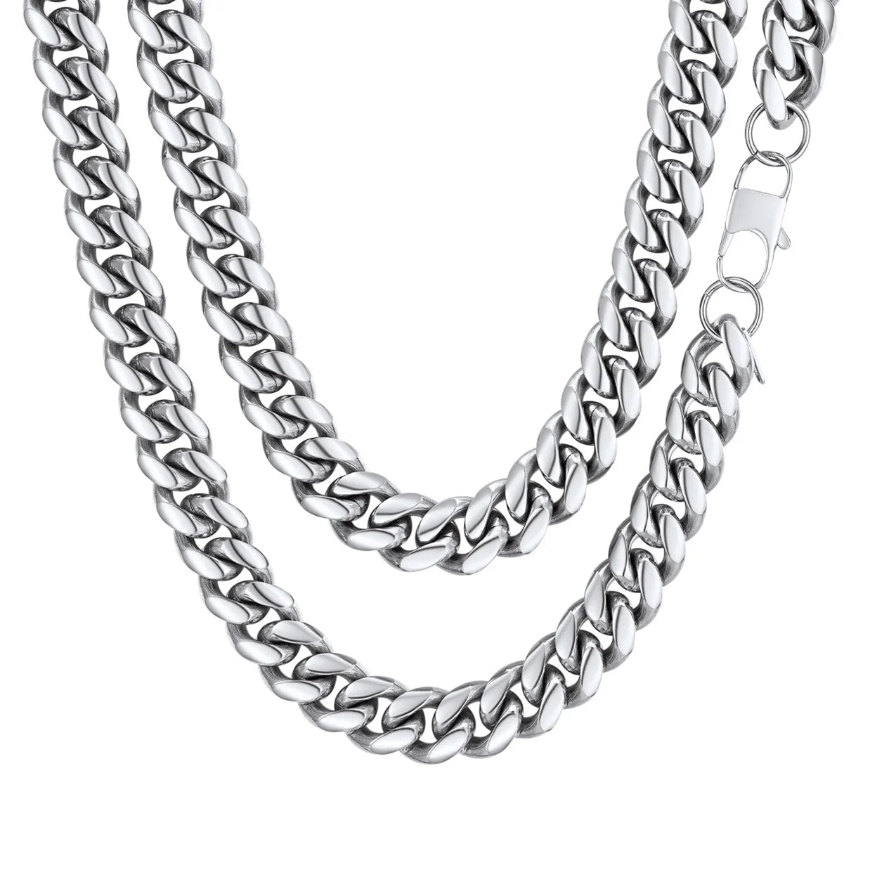Curb Cuban Link Chain Necklaces for Men Jewelry 28Inch Stainless Steel Colar Silver Color