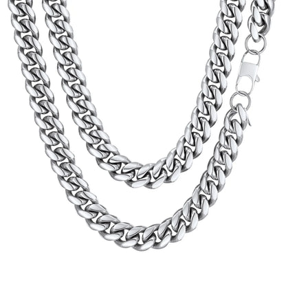 Curb Cuban Link Chain Necklaces for Men Jewelry 28Inch Stainless Steel Colar Silver Color