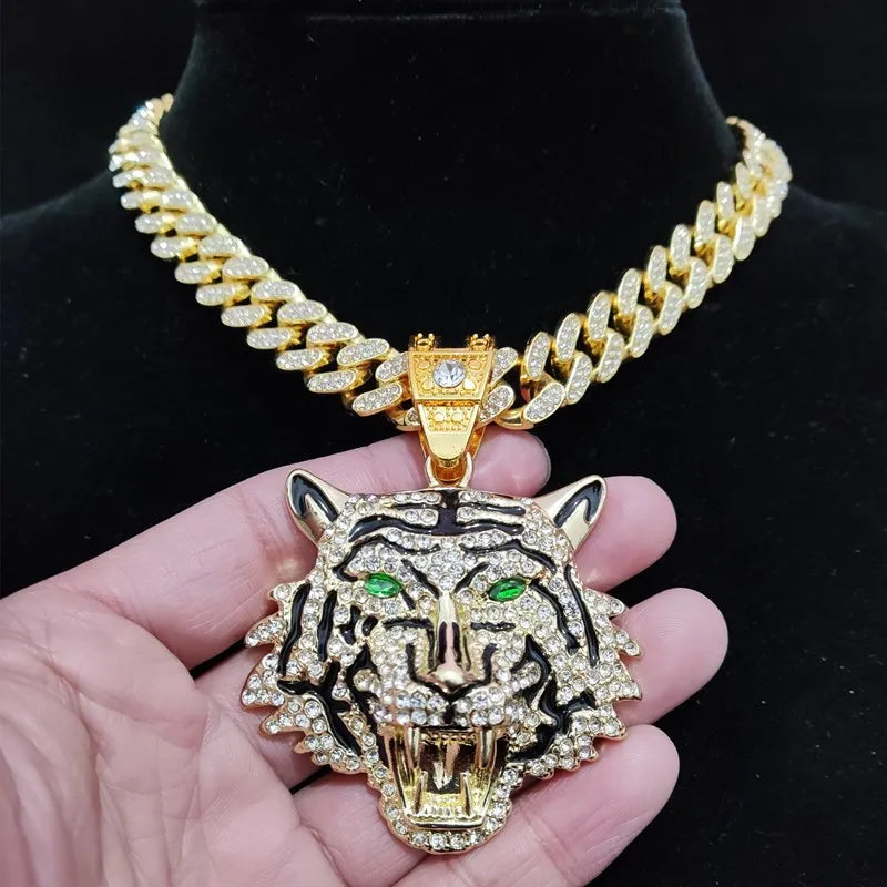 ZUPHAR™ Iced Tiger Pendant Necklace – Unisex Streetwear Chain