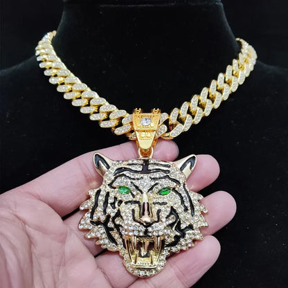 ZUPHAR™ Iced Tiger Pendant Necklace – Unisex Streetwear Chain