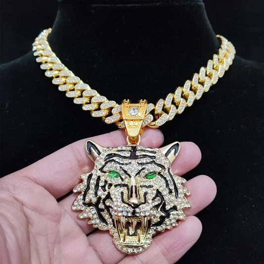ZUPHAR™ Iced Tiger Pendant Necklace – Unisex Streetwear Chain