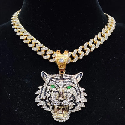 ZUPHAR™ Iced Tiger Pendant Necklace – Unisex Streetwear Chain