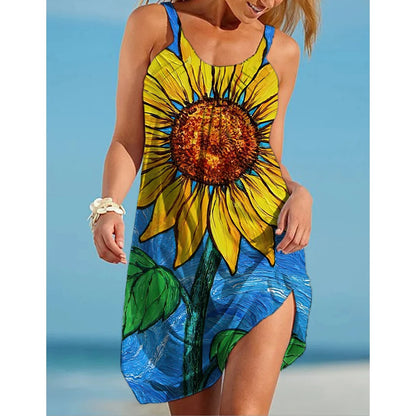 ZUPHAR™ Tropical Print Sleeveless Beach Dress