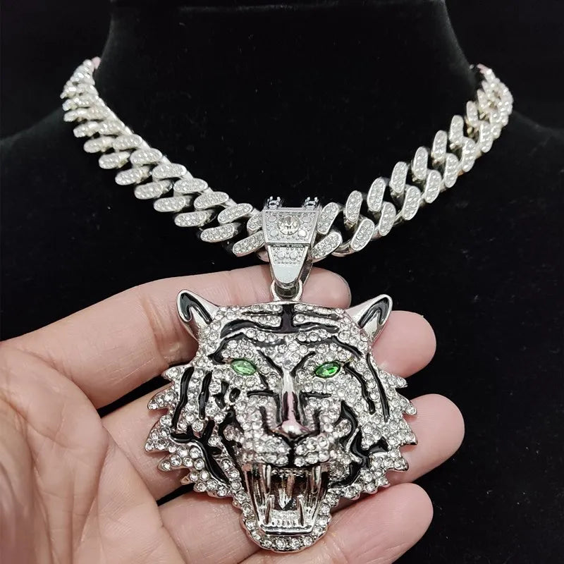 ZUPHAR™ Iced Tiger Pendant Necklace – Unisex Streetwear Chain