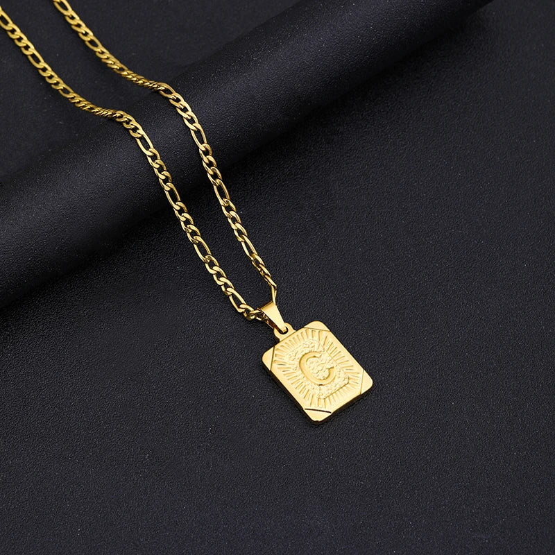 ZUPHAR A-Z Letter Pendant Necklace – Stainless Steel Alphabet Charm | 50cm & 60cm