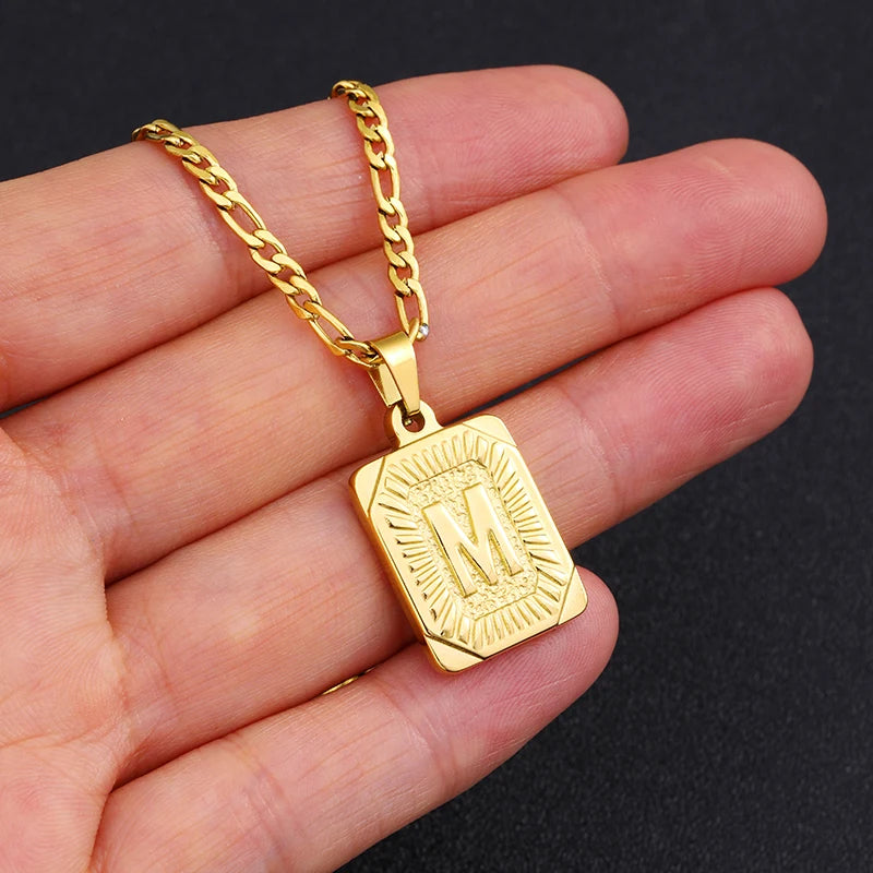 ZUPHAR A-Z Letter Pendant Necklace – Stainless Steel Alphabet Charm | 50cm & 60cm