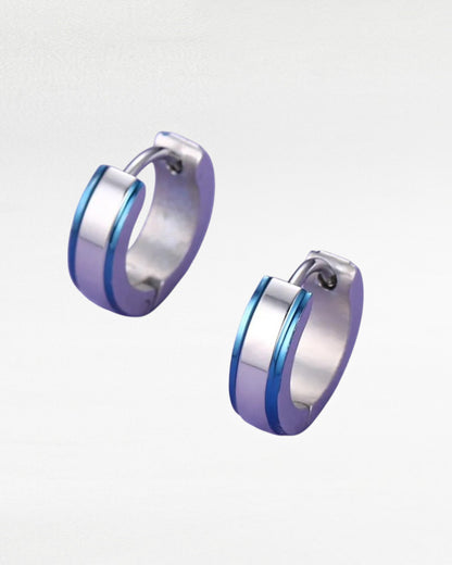 Women's Stainless Steel Blue Hoop Earrings