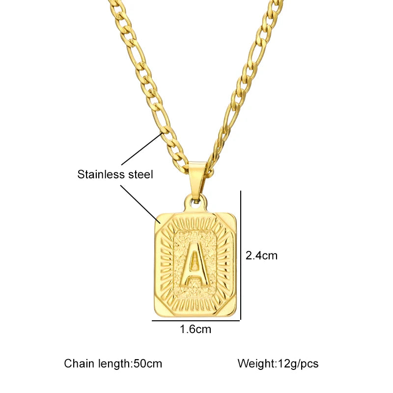 ZUPHAR A-Z Letter Pendant Necklace – Stainless Steel Alphabet Charm | 50cm & 60cm