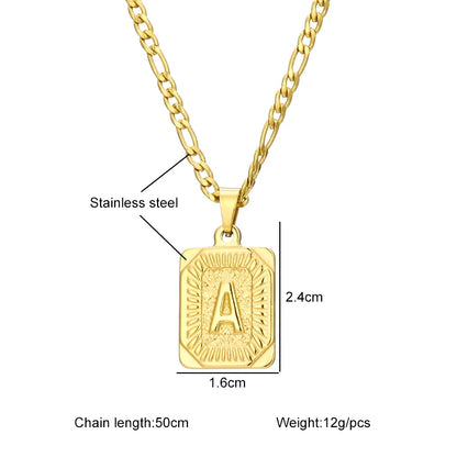 ZUPHAR A-Z Letter Pendant Necklace – Stainless Steel Alphabet Charm | 50cm & 60cm
