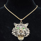 ZUPHAR™ Iced Tiger Pendant Necklace – Unisex Streetwear Chain