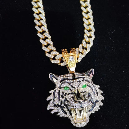 ZUPHAR™ Iced Tiger Pendant Necklace – Unisex Streetwear Chain