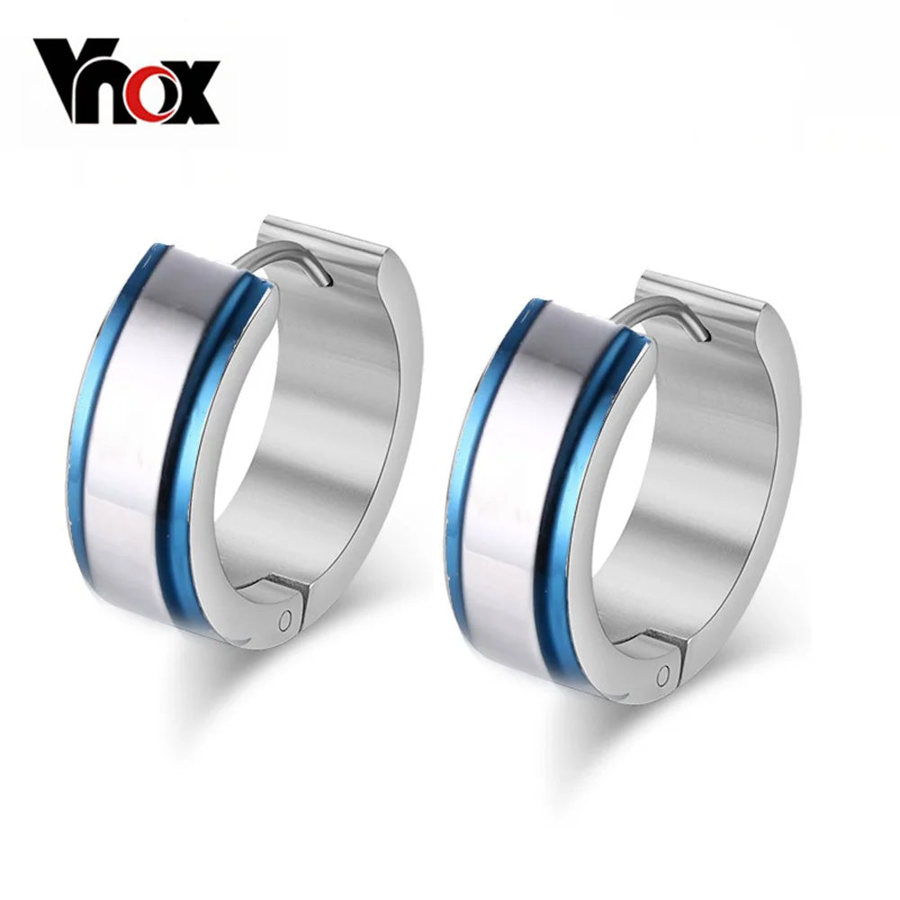Women's Stainless Steel Blue Hoop Earrings
