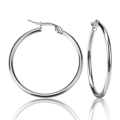 ZUPHAR Gold Stainless Steel Hoop Earrings | Classic Circle Ear Jewelry for Women & Men