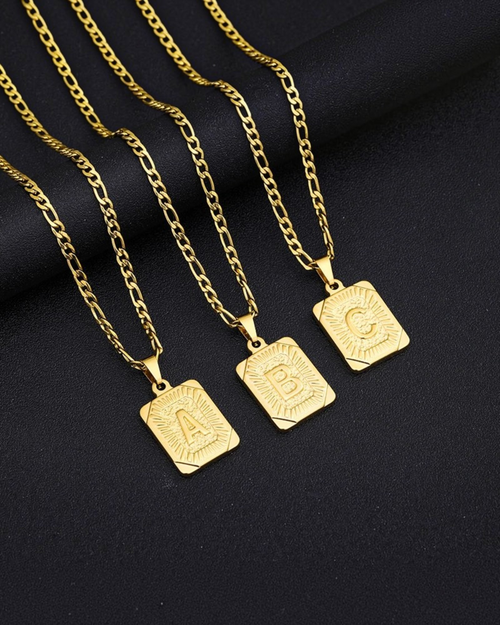 ZUPHAR A-Z Letter Pendant Necklace – Stainless Steel Alphabet Charm | 50cm & 60cm