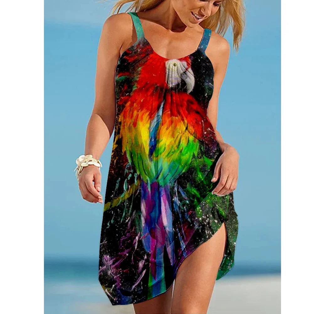 ZUPHAR™ Tropical Print Sleeveless Beach Dress