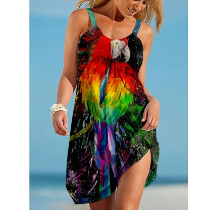 ZUPHAR™ Tropical Print Sleeveless Beach Dress