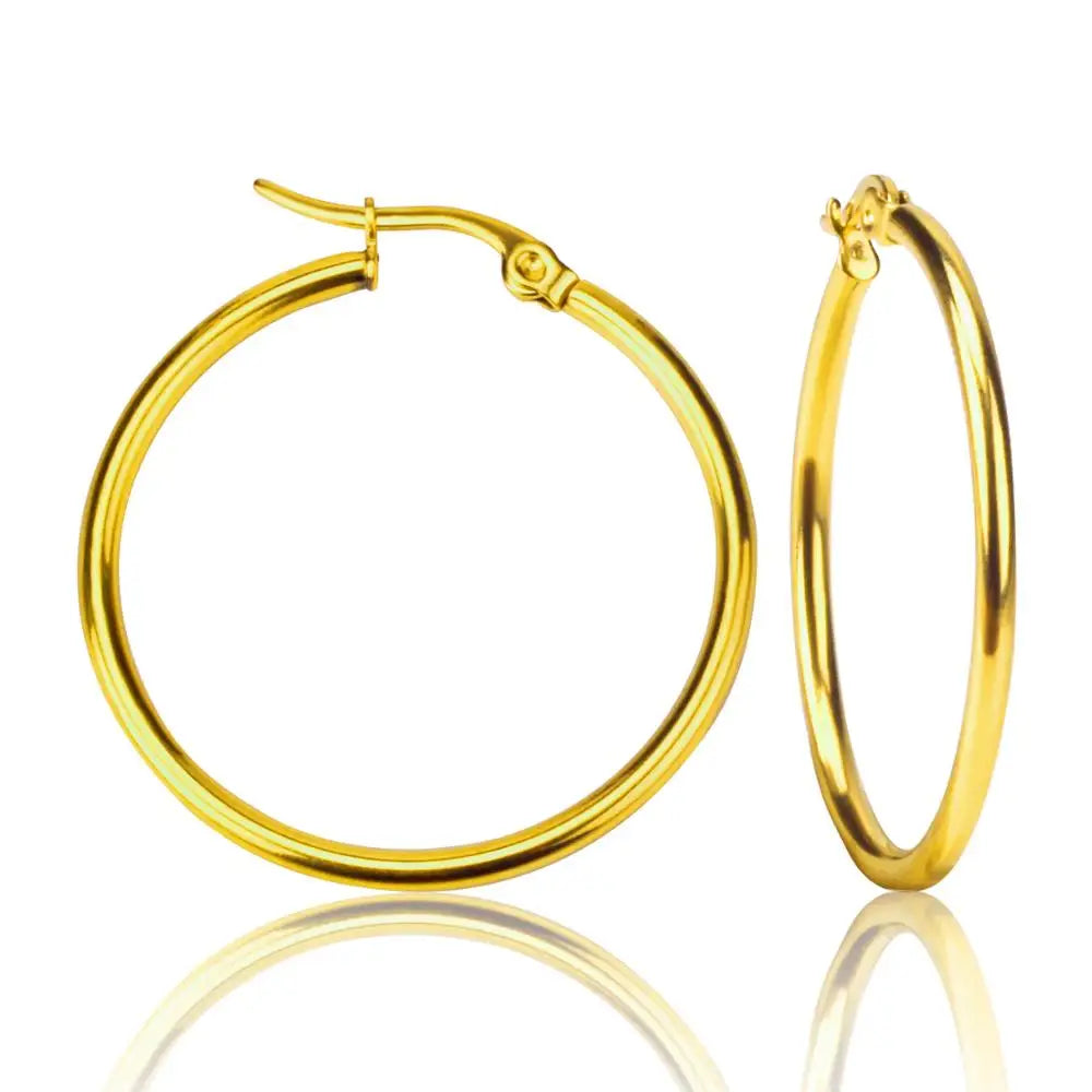 ZUPHAR Gold Stainless Steel Hoop Earrings | Classic Circle Ear Jewelry for Women & Men