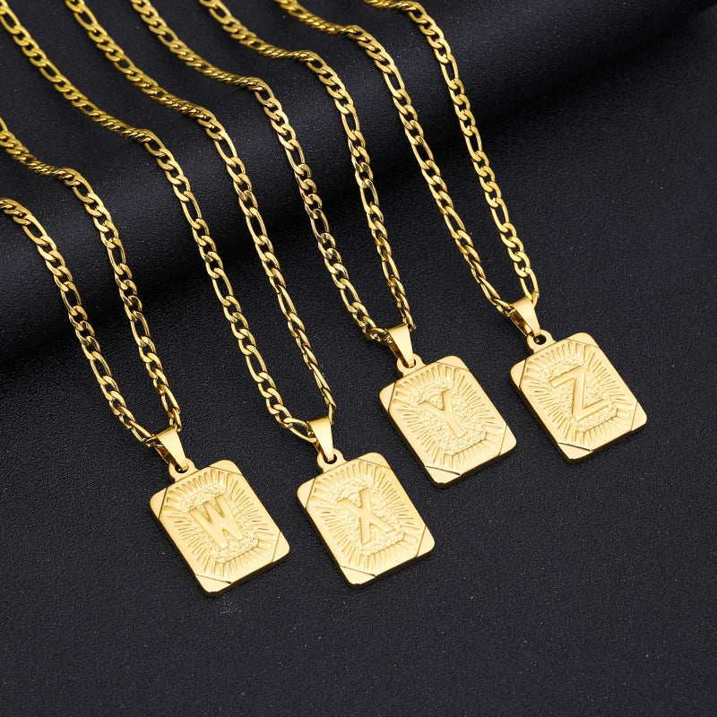 ZUPHAR A-Z Letter Pendant Necklace – Stainless Steel Alphabet Charm | 50cm & 60cm
