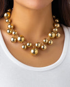 ZUPHAR™ Bold Ball Statement Necklace – Gold & Silver Party Chain