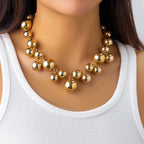ZUPHAR™ Bold Ball Statement Necklace – Gold & Silver Party Chain