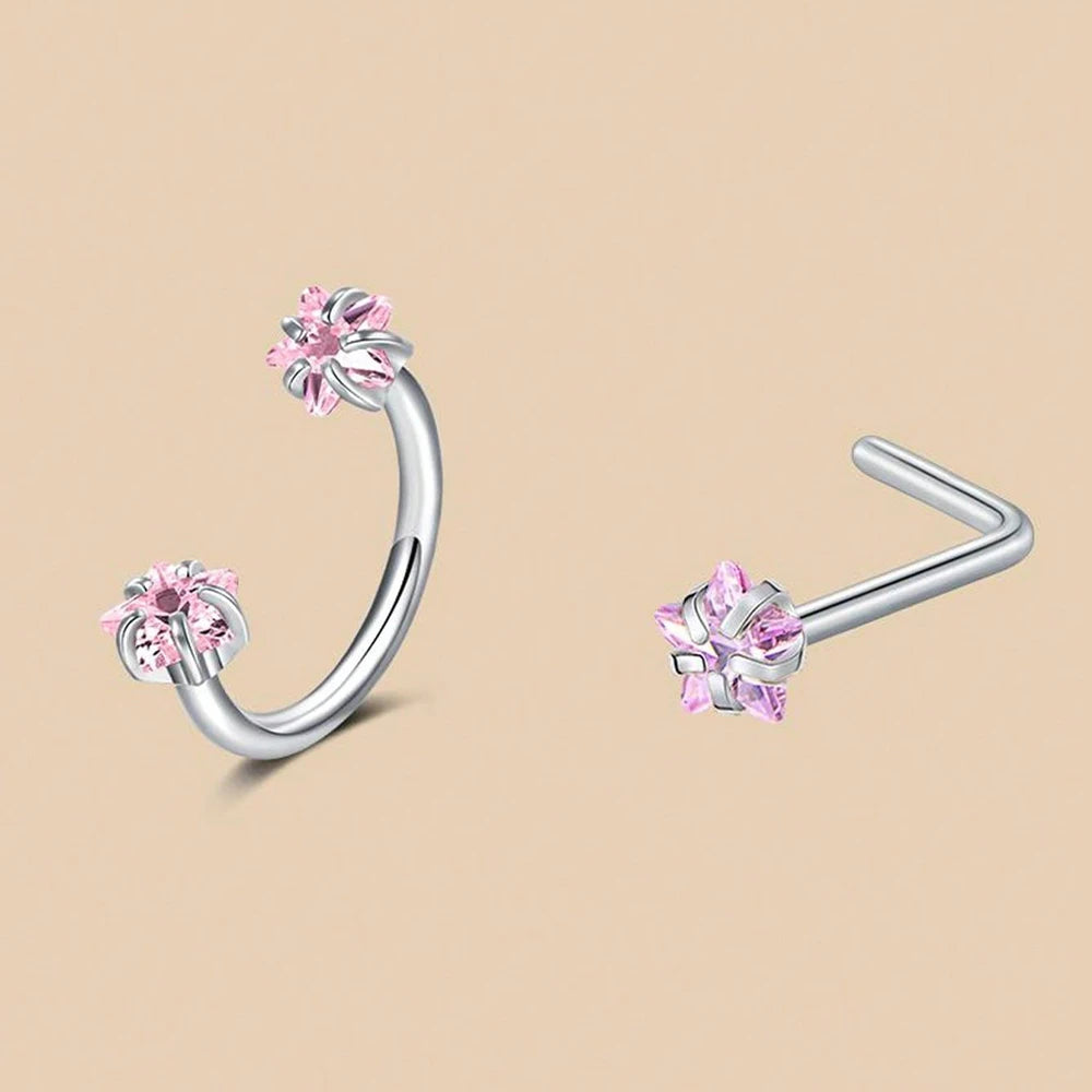 ZUPHAR CZ Nose Rings & Studs Set – Stainless Steel Body Jewelry 18G