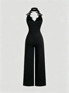 Women’s Lace Wide-Leg Jumpsuit with High Waist