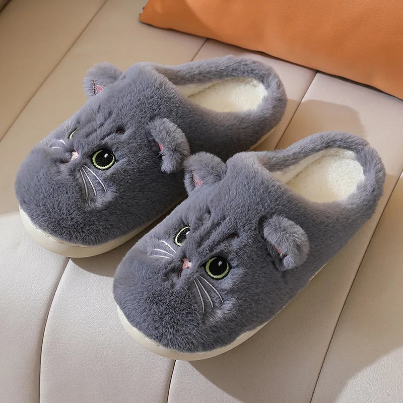 ZUPHAR™ Cozy Cat Plush Indoor Slippers – Soft Non-Slip House Shoes