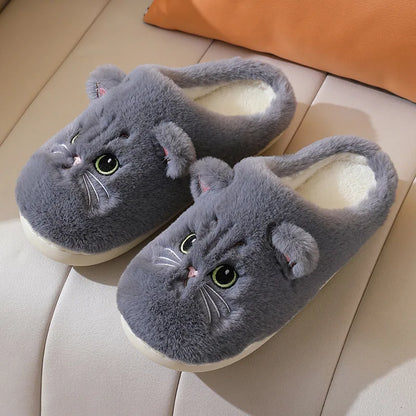 ZUPHAR™ Cozy Cat Plush Indoor Slippers – Soft Non-Slip House Shoes