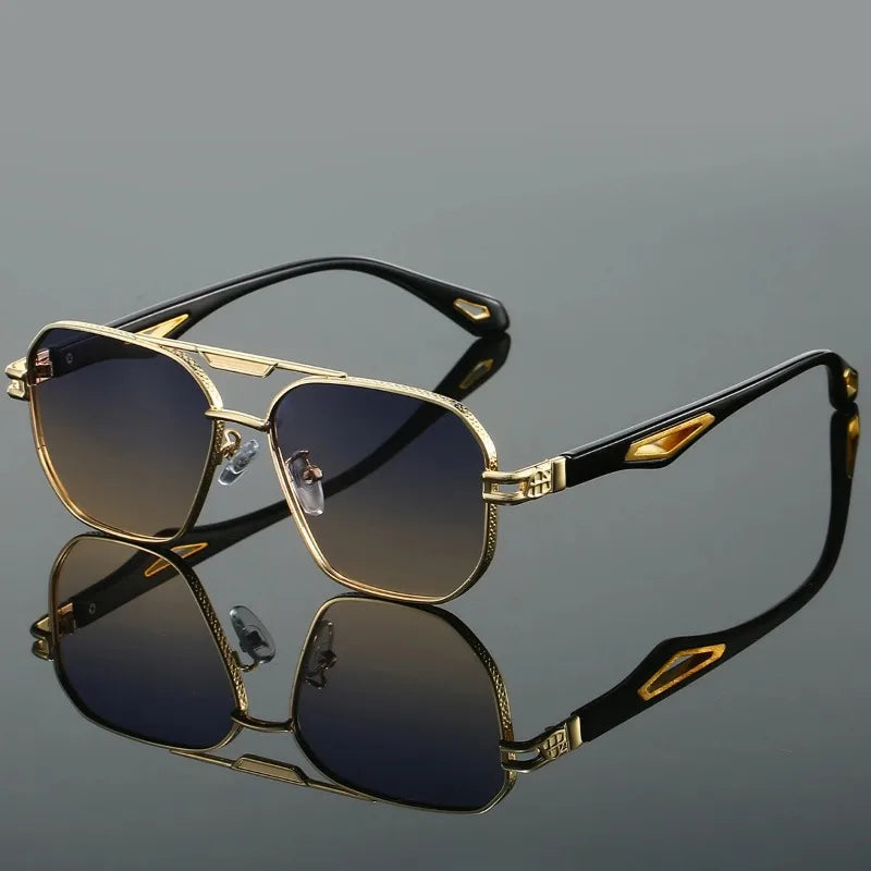 Vintage Square Sunglasses Men — Double Bridge UV400