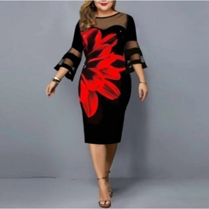 ZUPHAR™ Elegant Black Floral Sheath Dress