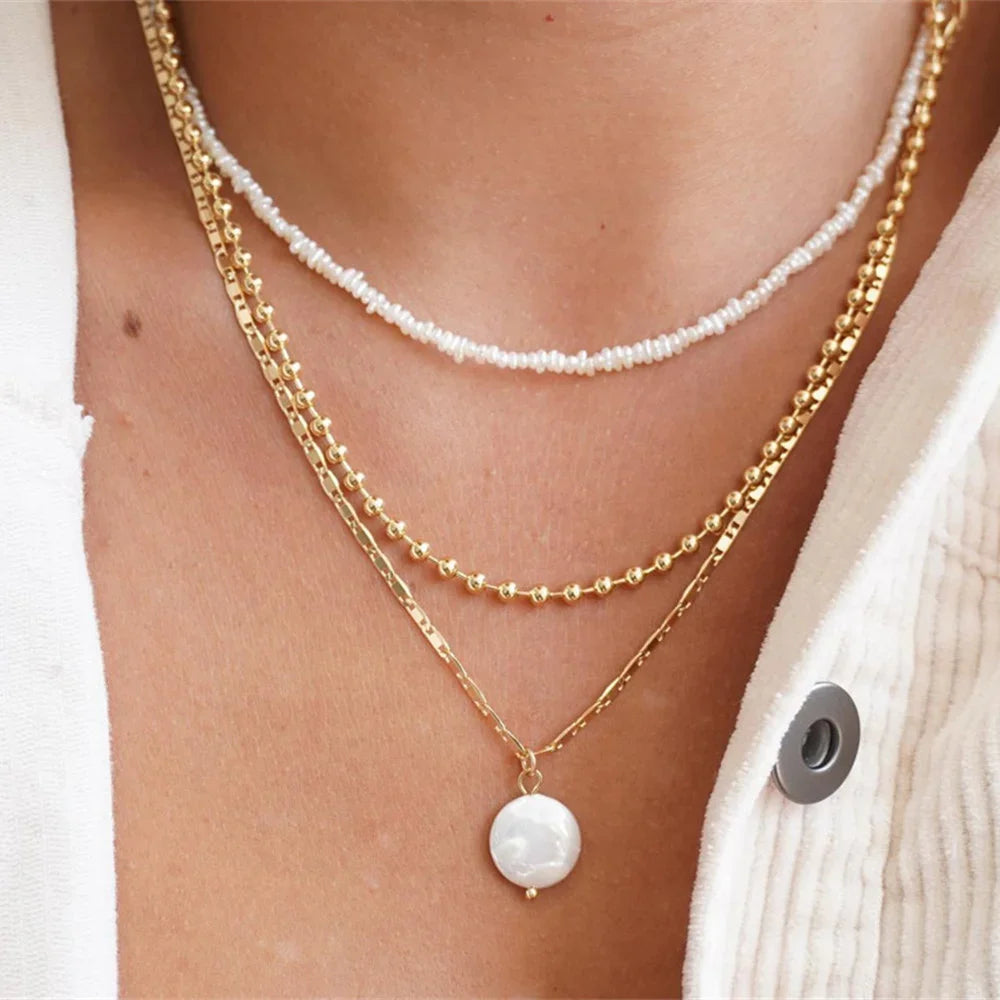 Women’s Layered Heart & Coin Necklace