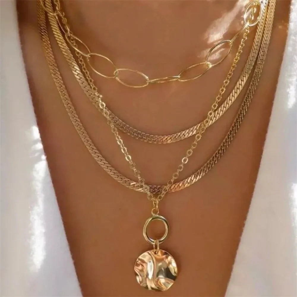 Women’s Layered Heart & Coin Necklace