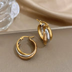 ZUPHAR™ Twisted U-Shape Hoop Earrings – Waterproof Stainless Steel for Women