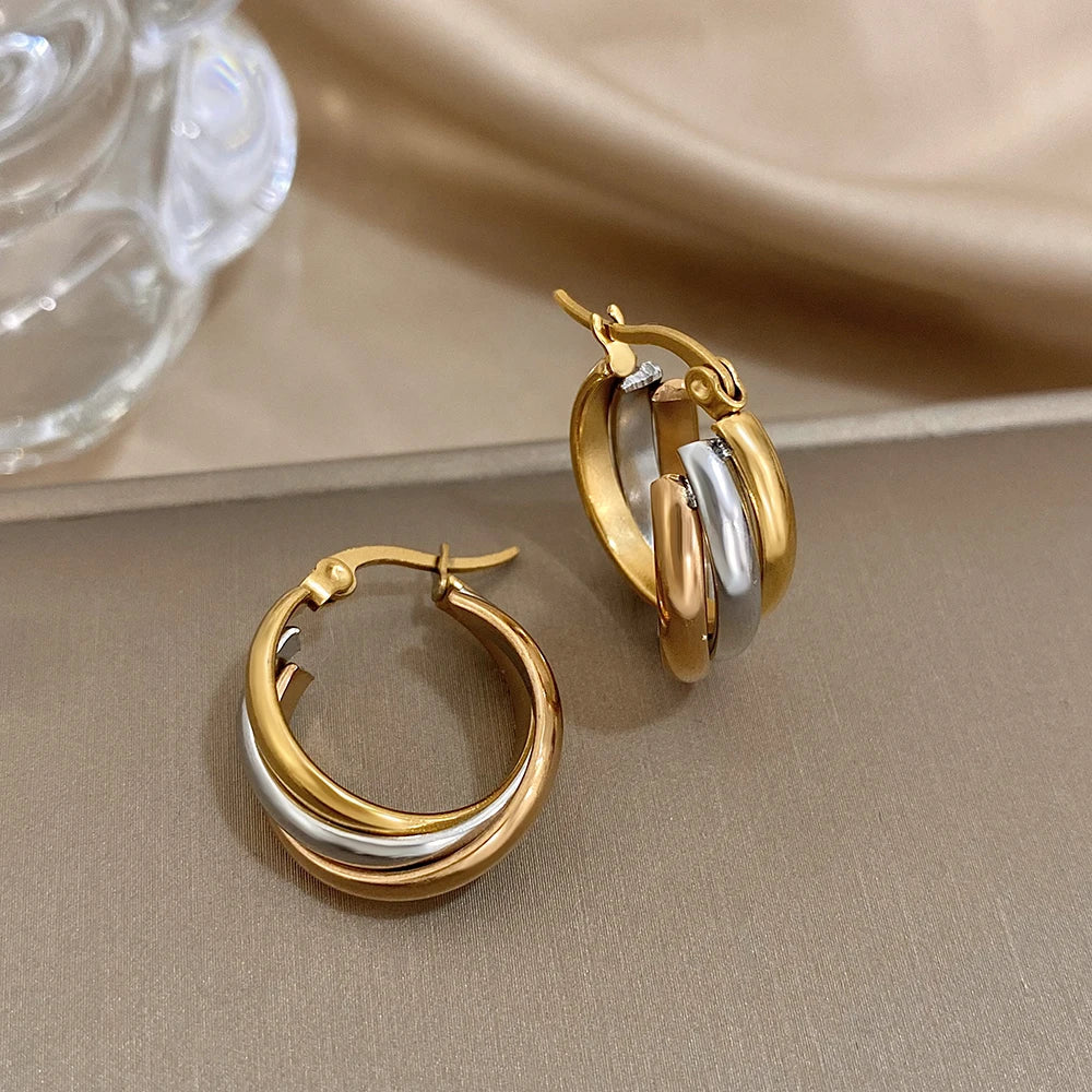 ZUPHAR™ Twisted U-Shape Hoop Earrings – Waterproof Stainless Steel for Women