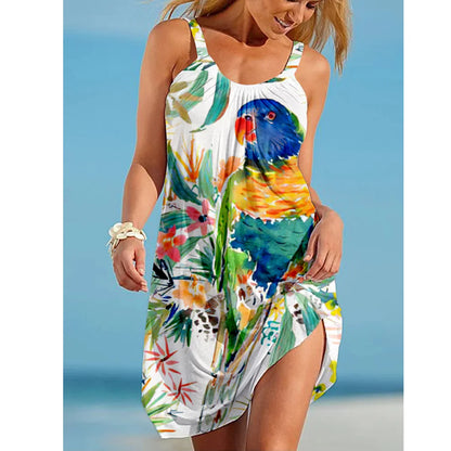 ZUPHAR™ Tropical Print Sleeveless Beach Dress