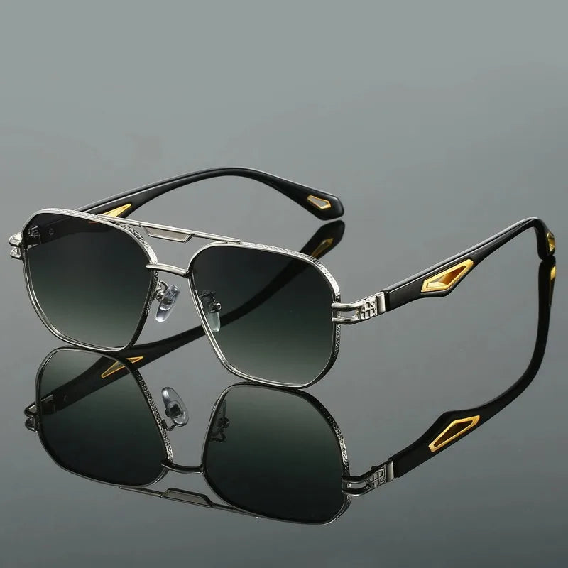 Vintage Square Sunglasses Men — Double Bridge UV400