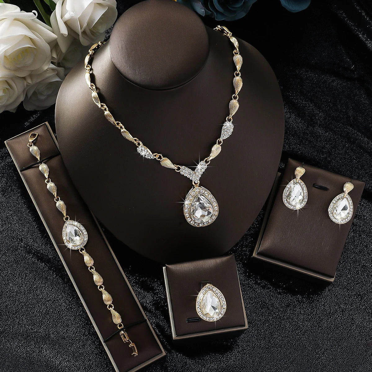 Vintage Teardrop Statement Jewelry Set