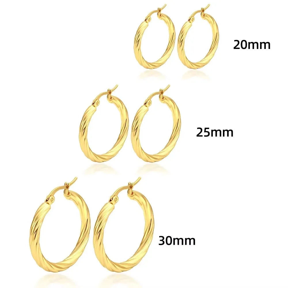 ZUPHAR Twist Circle Hoop Earrings Set – Stainless Steel Geometric Jewelry