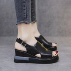 Peep-Toe Wedge Sandals