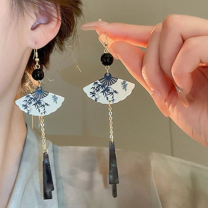 ZUPHAR™ Vintage Fan Drop Earrings – Elegant Acrylic Tassel Earrings