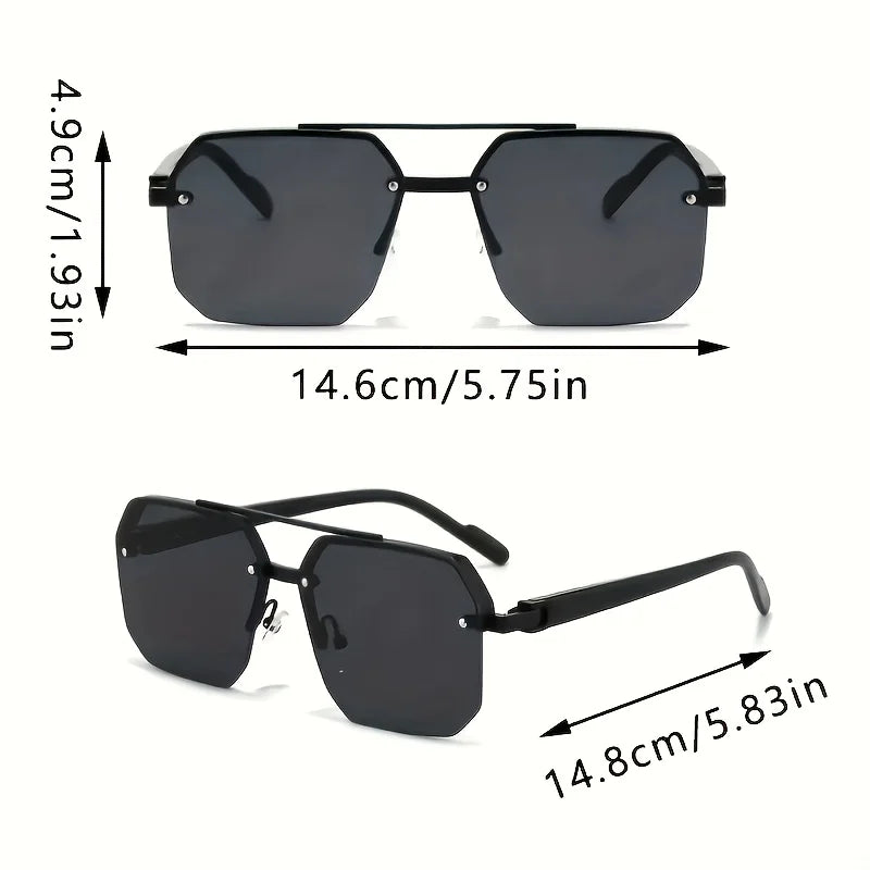 Rimless Rectangle Sunglasses — UV400 | Unisex | Women & Men
