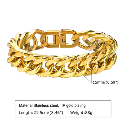 ZUPHAR Bold Gold Chain Bracelet for Men – Stainless Steel Streetwear