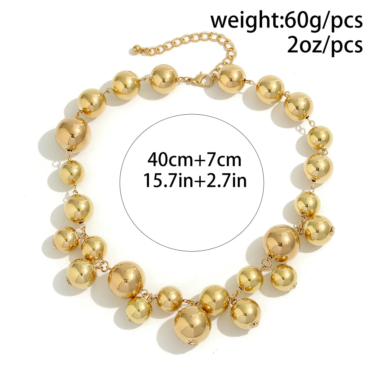ZUPHAR™ Bold Ball Statement Necklace – Gold & Silver Party Chain