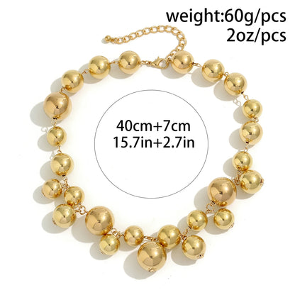 ZUPHAR™ Bold Ball Statement Necklace – Gold & Silver Party Chain